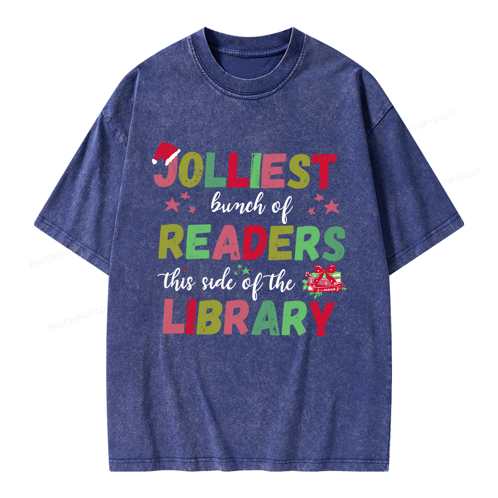 Pagewings Jolliest Bunch Of Readers This Side Of The Library Unisex Washed T-shirt