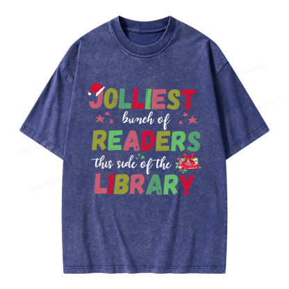 Pagewings Jolliest Bunch Of Readers This Side Of The Library Unisex Washed T-shirt