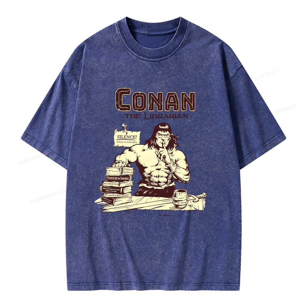Pagewings Conan the Librarian Unisex Washed T-shirt