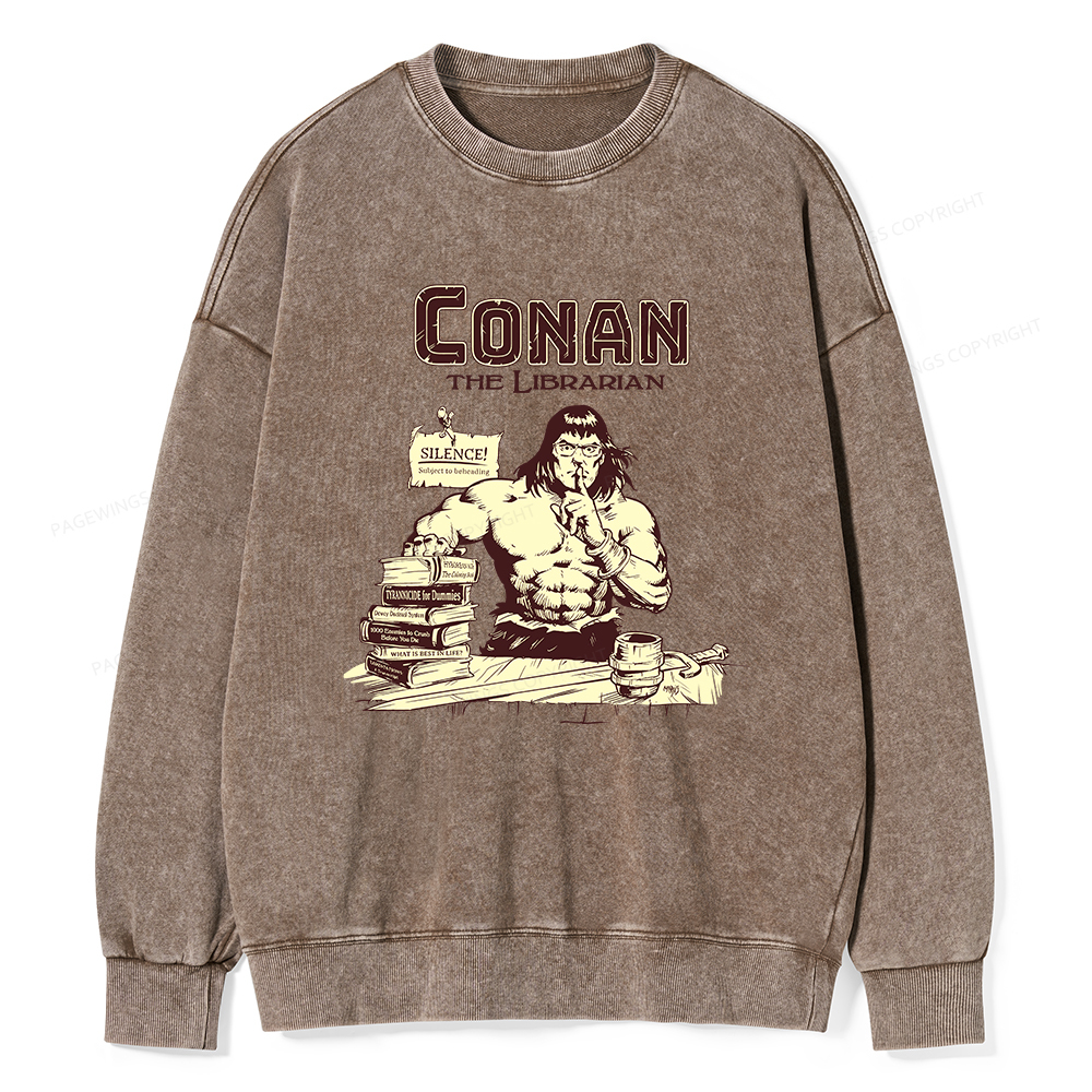 Pagewings Conan the Librarian Unisex Washed Sweatshirt