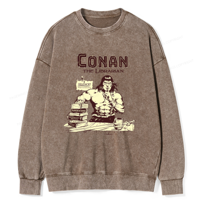 Pagewings Conan the Librarian Unisex Washed Sweatshirt