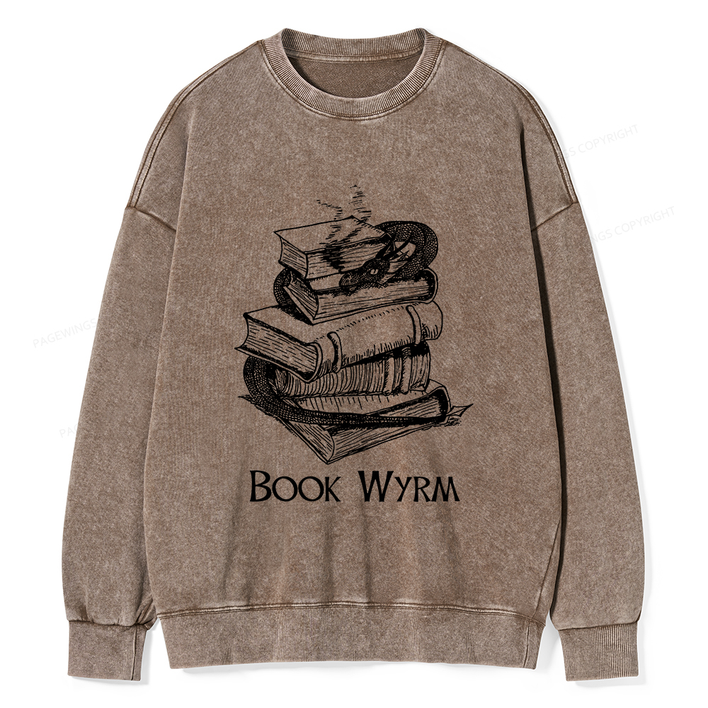 Pagewings Book Wyrm Unisex Washed Sweatshirt