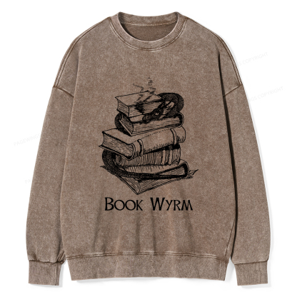 Pagewings Book Wyrm Unisex Washed Sweatshirt