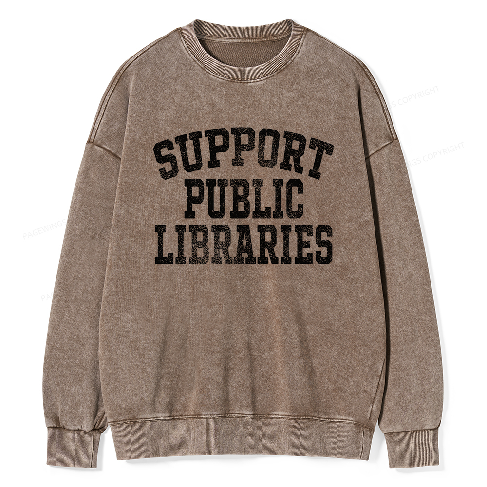 Pagewings Support Public Libraries Unisex Washed Sweatshirt