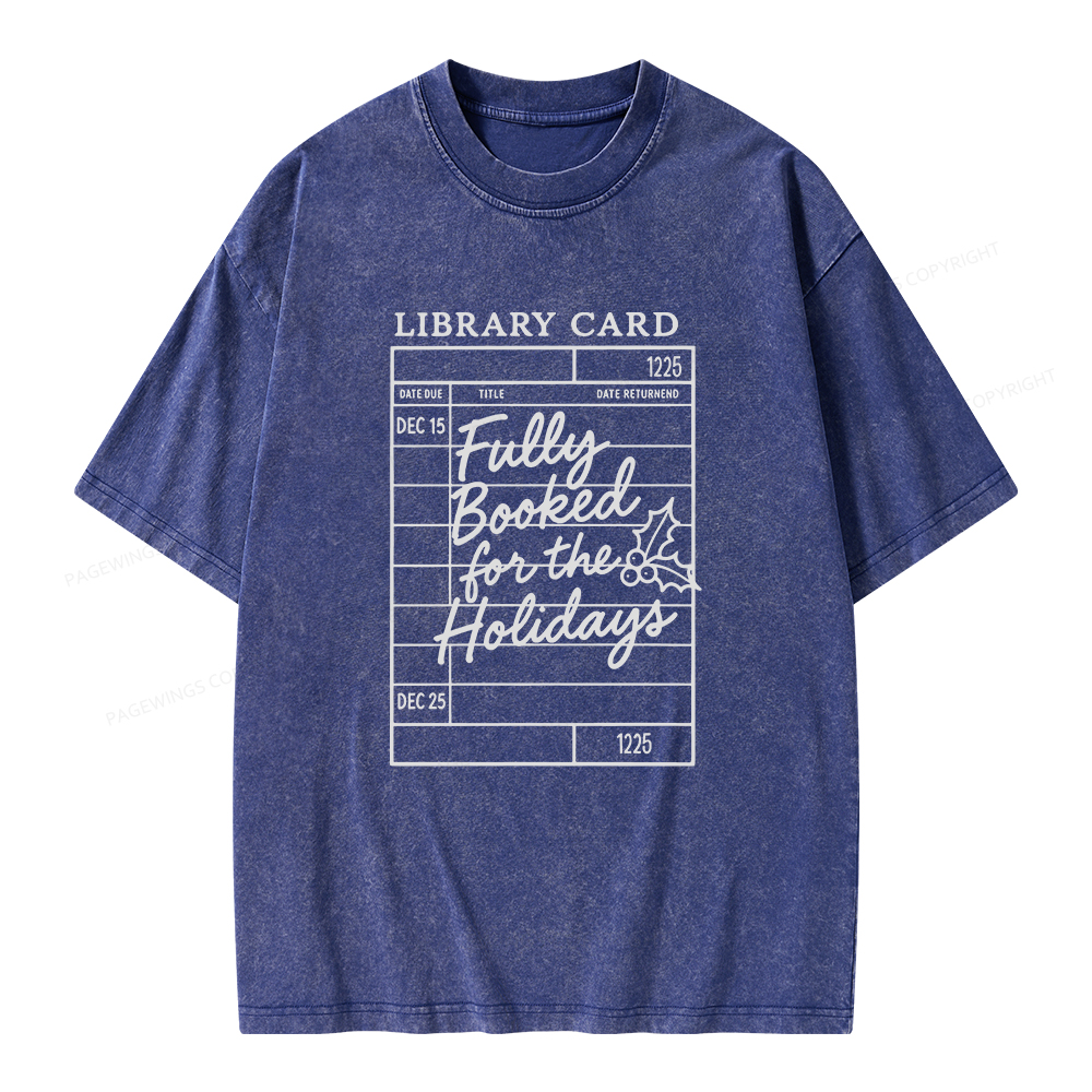 Pagewings Library Card Christmas Unisex Washed T-shirt