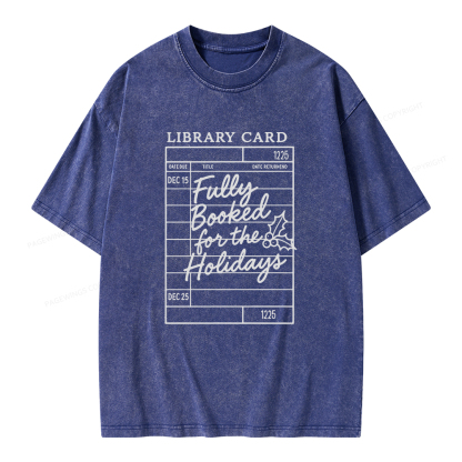 Pagewings Library Card Christmas Unisex Washed T-shirt