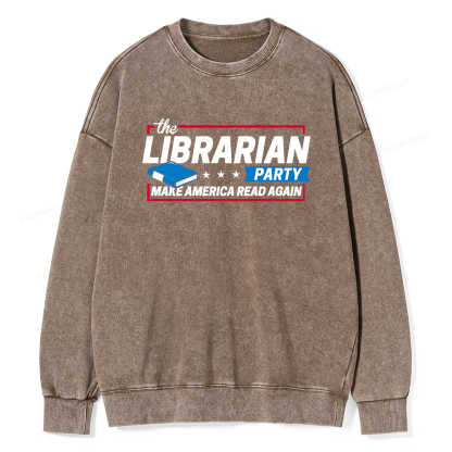 Pagewings The Librarian Party Unisex Washed Sweatshirt
