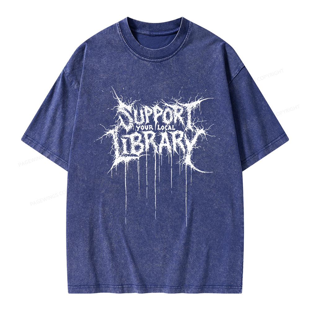 Pagewings Support Your Local Library Unisex Washed T-shirt
