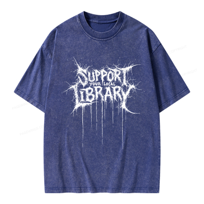 Pagewings Support Your Local Library Unisex Washed T-shirt