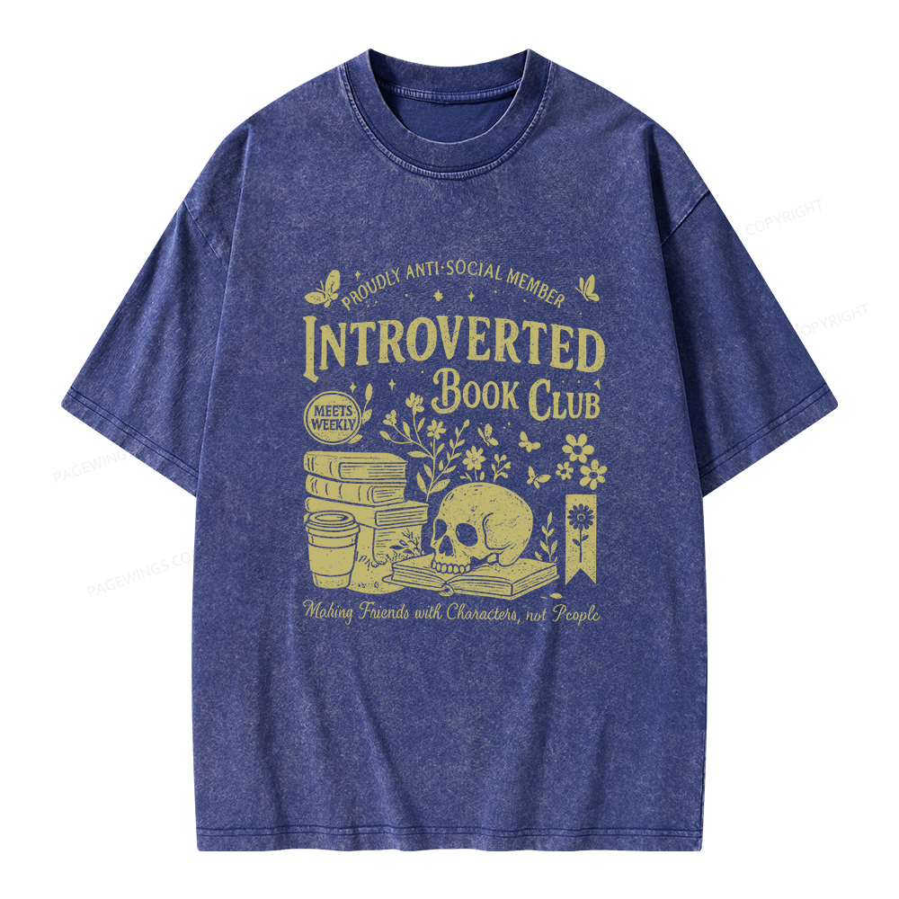 Pagewings Introverted Book Club Unisex Washed T-shirt