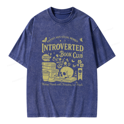 Pagewings Introverted Book Club Unisex Washed T-shirt
