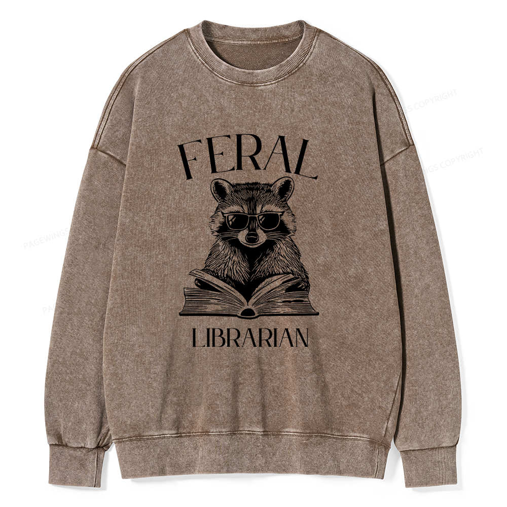Pagewings Feral Librarian Unisex Washed Sweatshirt