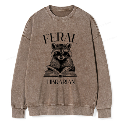 Pagewings Feral Librarian Unisex Washed Sweatshirt