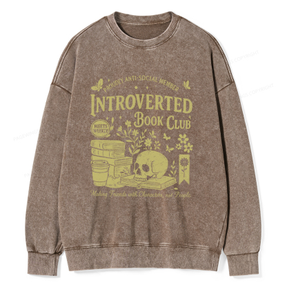 Pagewings Introverted Book Club Unisex Washed Sweatshirt