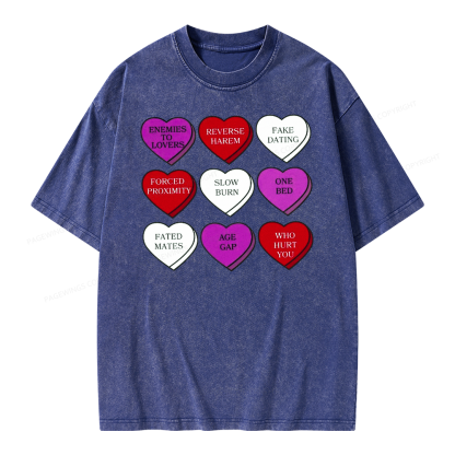 Pagewings Valentine’s Day Shirt, Book Tropes Shirt Unisex Washed T-shirt