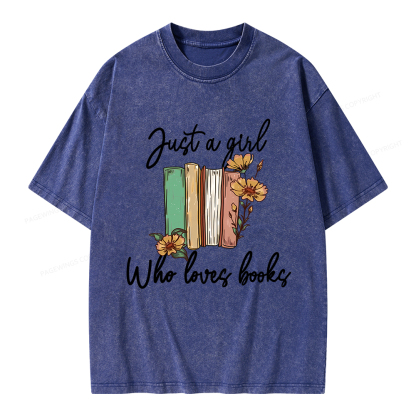 Pagewings Just A Girl Who Loves Books Unisex Washed T-shirt