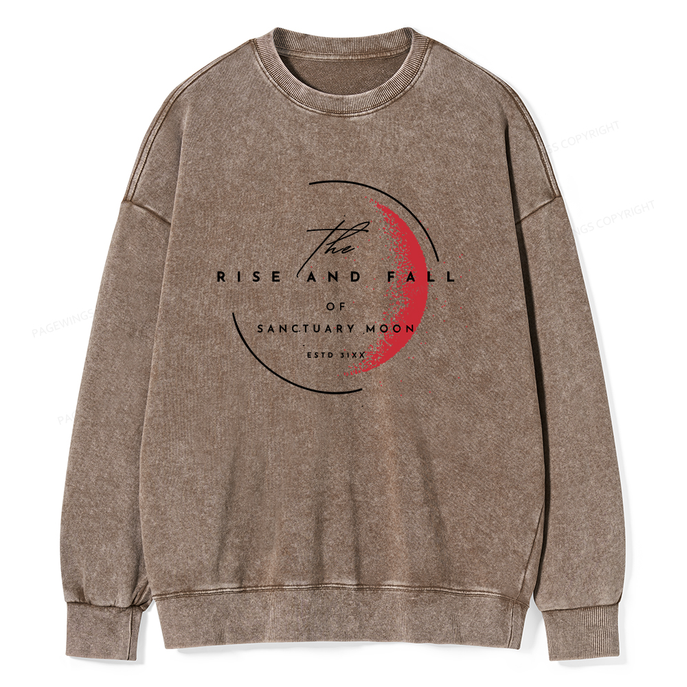 Pagewings The Rise and Fall of Sanctuary Moon Unisex Washed Sweatshirt