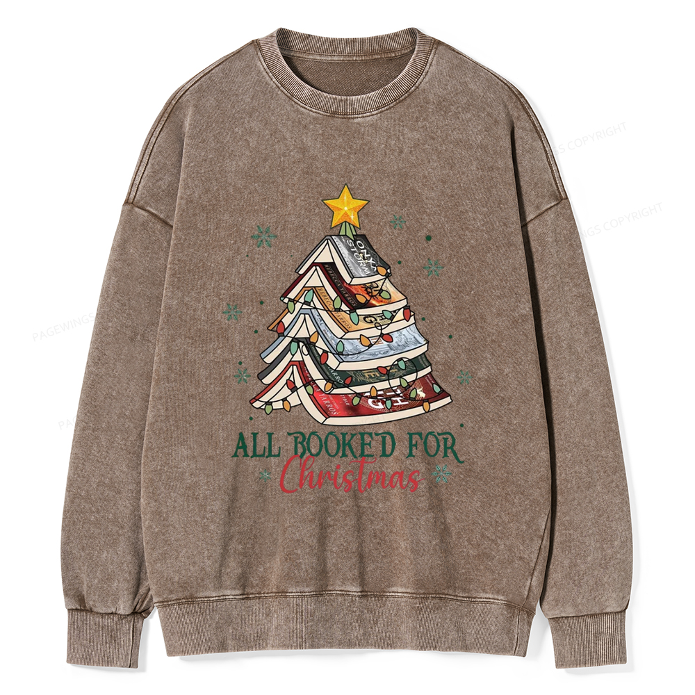 Pagewings Fourth Wing Christmas Tree Unisex Washed Sweatshirt