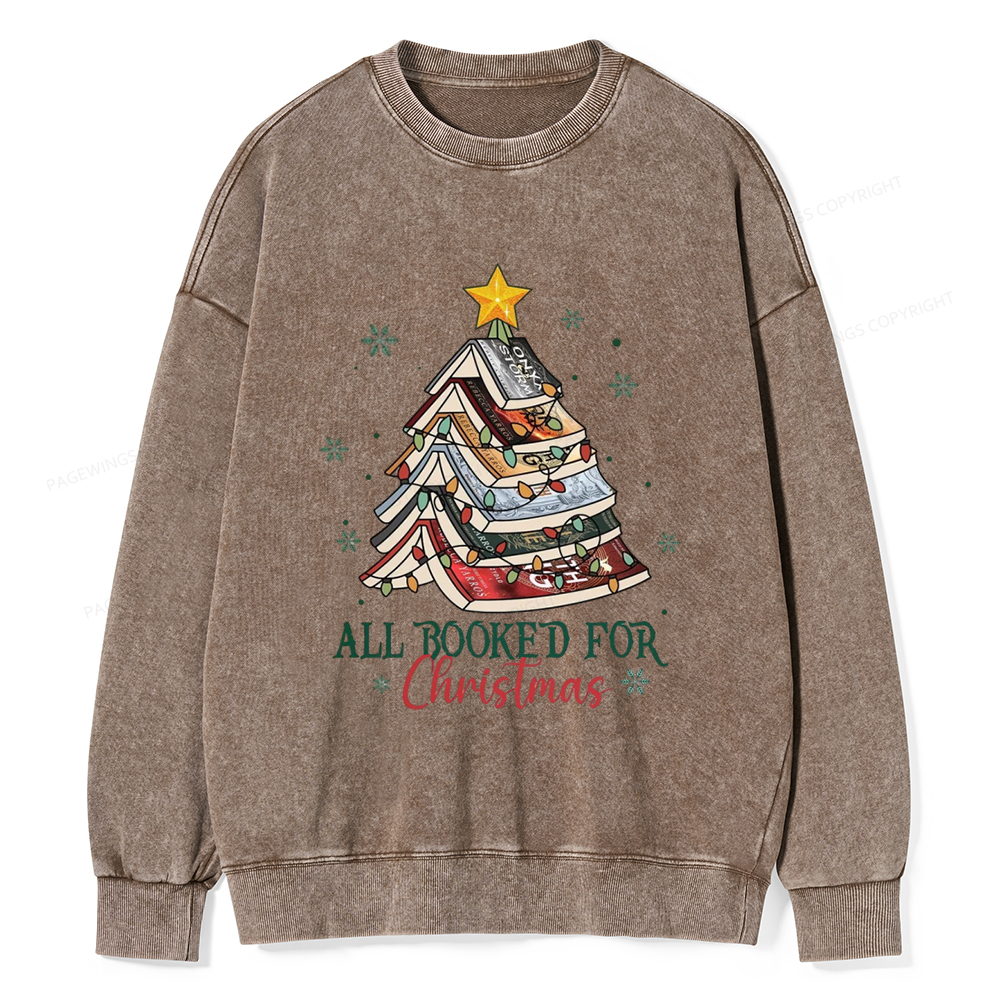 Pagewings Fourth Wing Christmas Tree Unisex Washed Sweatshirt