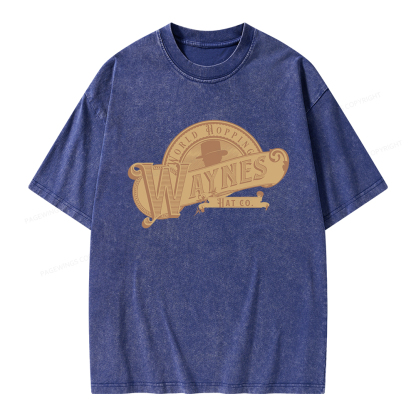 Pagewings World Hopping Waynes Hat Co Unisex Washed T-shirt