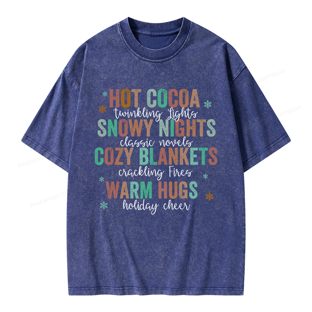 Pagewings Cozy Season Classic Novels Unisex Washed T-shirt