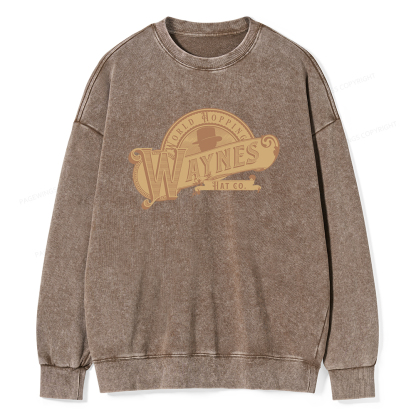 Pagewings World Hopping Waynes Hat Co Unisex Washed Sweatshirt