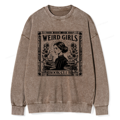 Pagewings Weird Girls Book Club Unisex Washed Sweatshirt