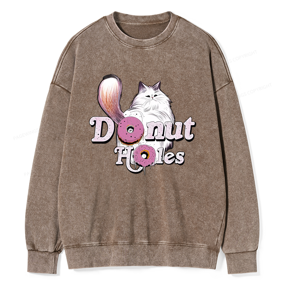 Pagewings Donut Cat Bookish Unisex Washed Sweatshirt