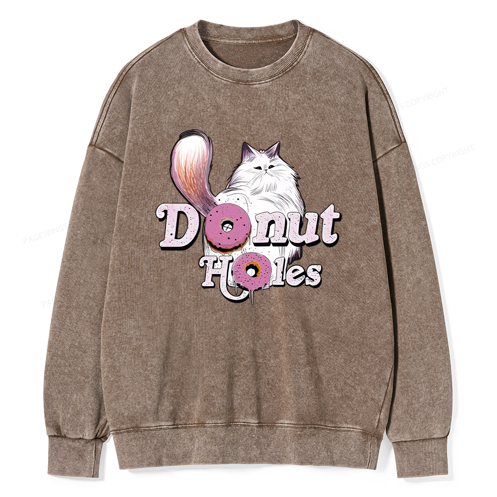 Pagewings Donut Cat Bookish Unisex Washed Sweatshirt