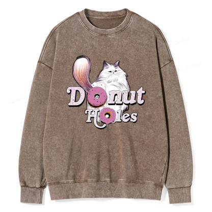 Pagewings Donut Cat Bookish Unisex Washed Sweatshirt