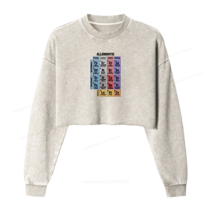 Pagewings Allomantic Women Washed Crop Sweatshirt