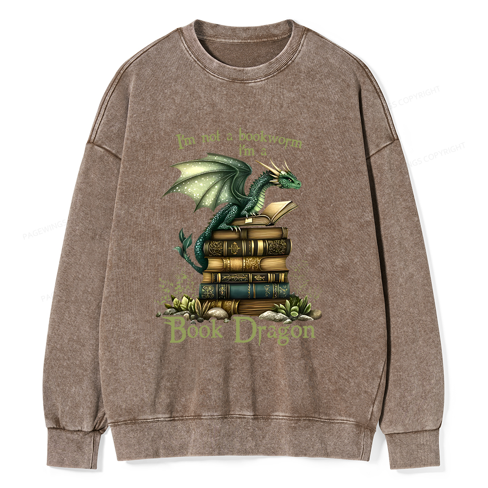 Pagewings Book Dragon Unisex Washed Sweatshirt