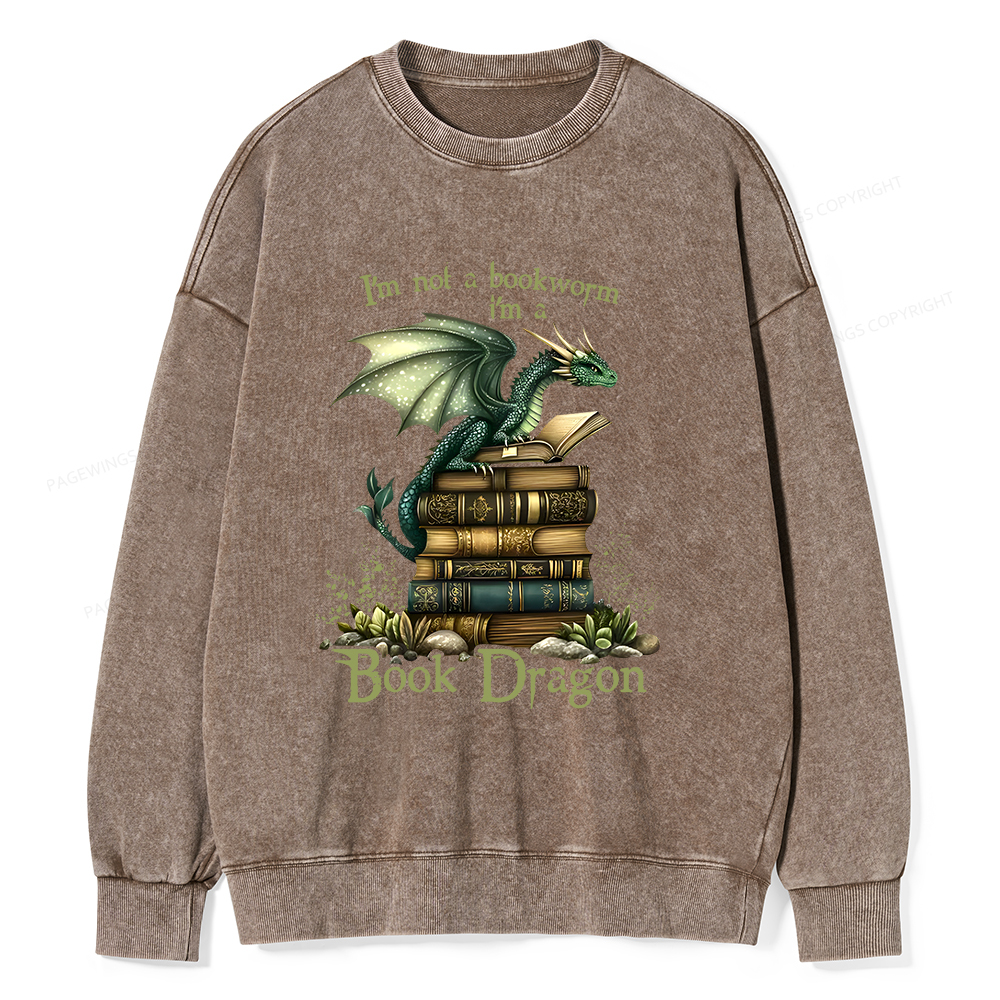 Pagewings Book Dragon Unisex Washed Sweatshirt