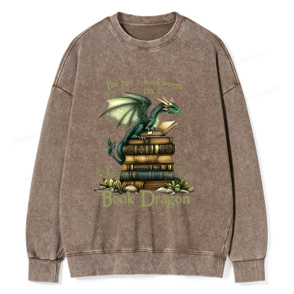 Pagewings Book Dragon Unisex Washed Sweatshirt