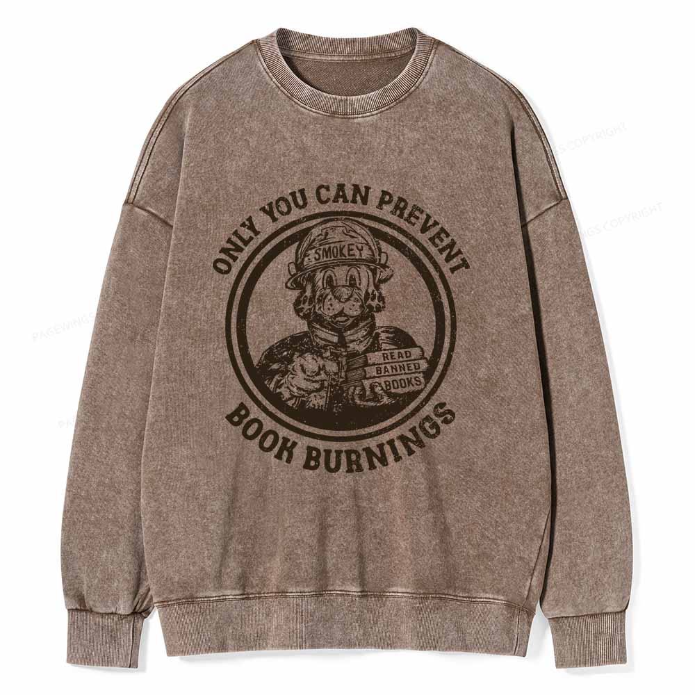 Pagewings Prevent Book Burnings Unisex Washed Sweatshirt