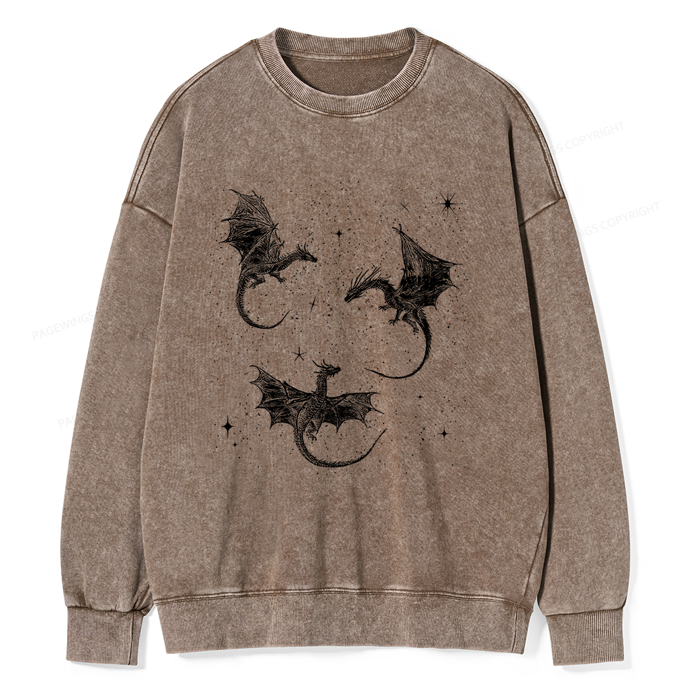 Pagewings Dragon Fantasy Unisex Washed Sweatshirt