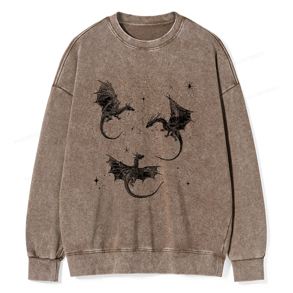 Pagewings Dragon Fantasy Unisex Washed Sweatshirt