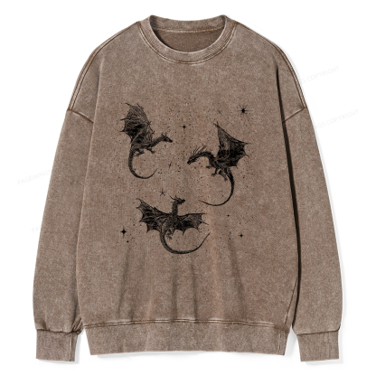 Pagewings Dragon Fantasy Unisex Washed Sweatshirt