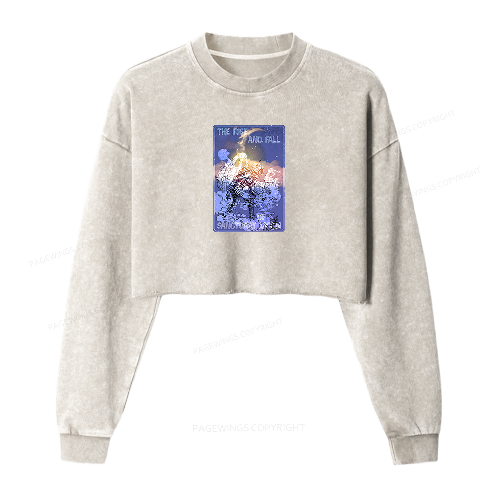 Pagewings The Rise And Fall of Sanctuary Moon Women Washed Crop Sweatshirt