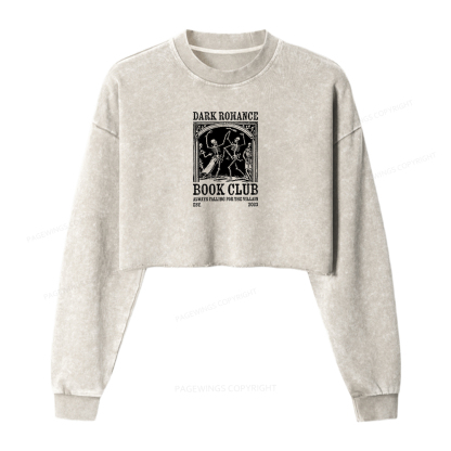 Pagewings Dark Romance Book Club Women Washed Crop Sweatshirt