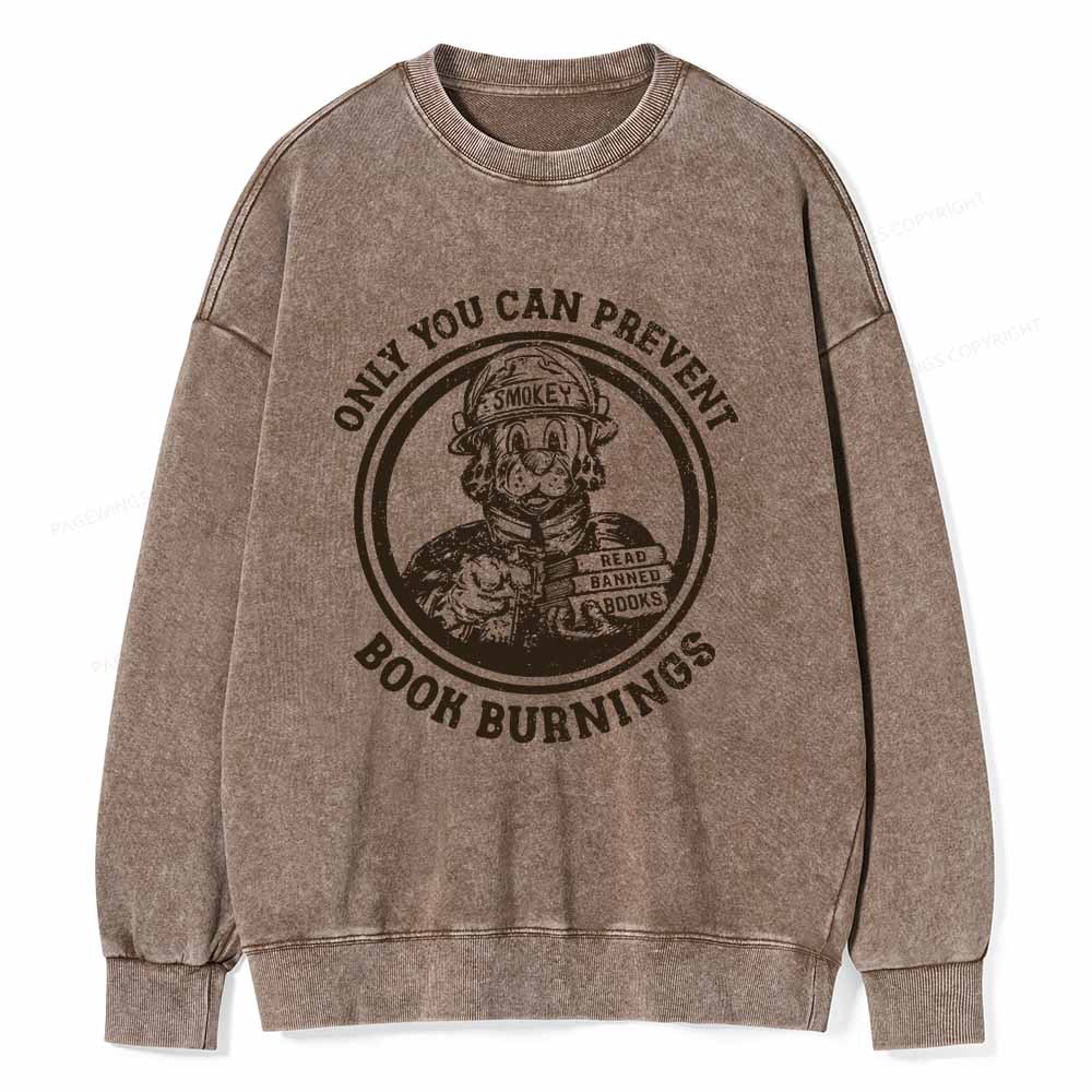 Pagewings Prevent Book Burnings Unisex Washed Sweatshirt