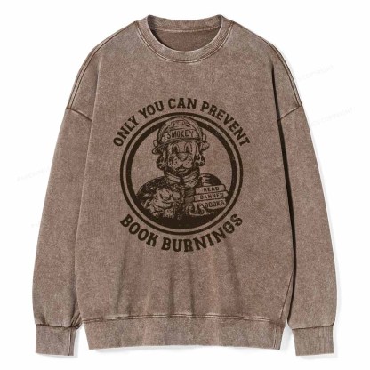 Pagewings Prevent Book Burnings Unisex Washed Sweatshirt