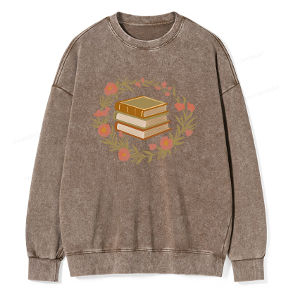 Pagewings Floral Book Lover Unisex Washed Sweatshirt