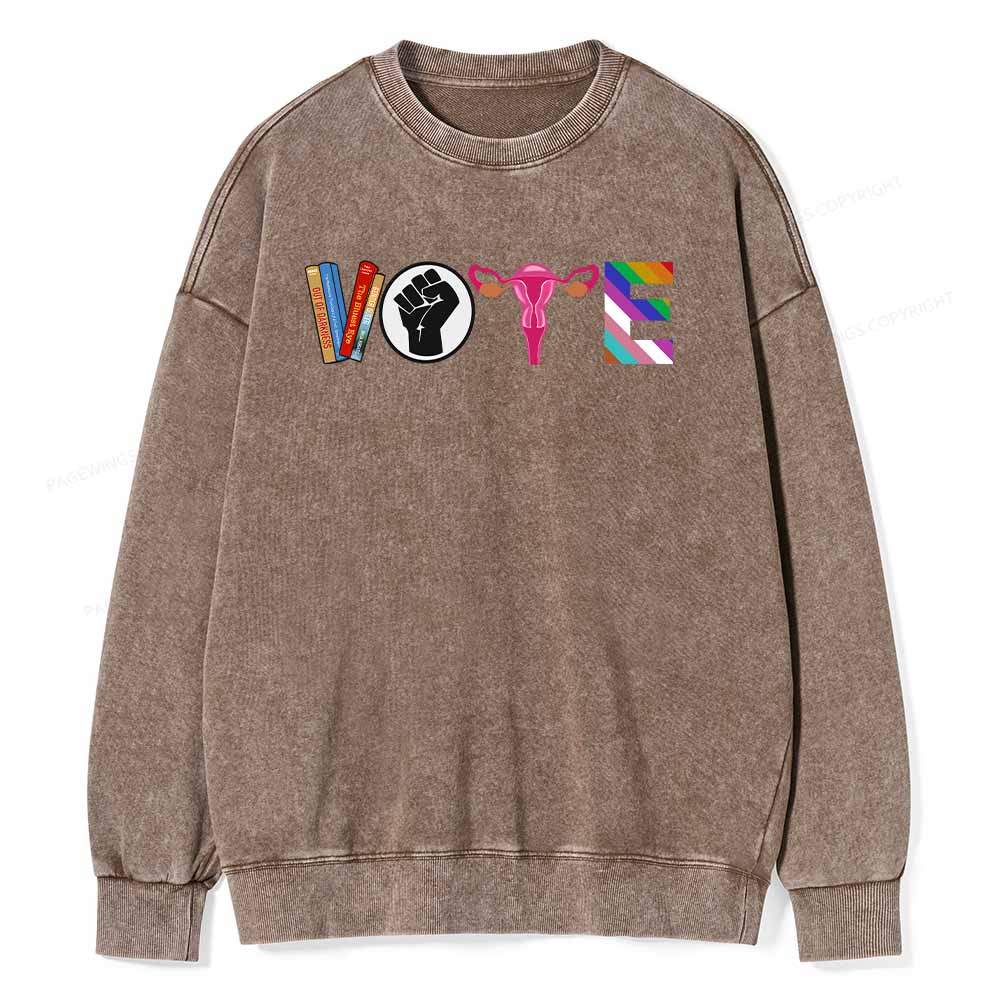 Pagewings VOTE Banned Books T-Shirt Unisex Washed Sweatshirt