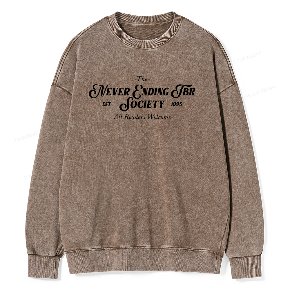 Pagewings Never Ending TBR Society Unisex Washed Sweatshirt