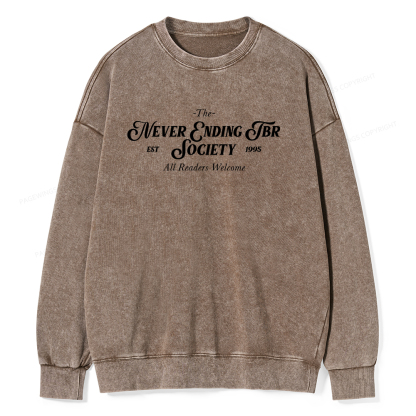 Pagewings Never Ending TBR Society Unisex Washed Sweatshirt