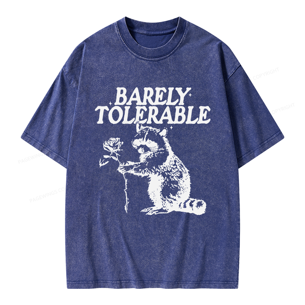 Pagewings Raccoon Barely Tolerable Unisex Washed T-shirt