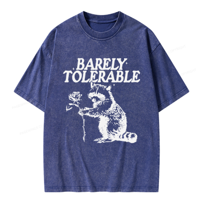 Pagewings Raccoon Barely Tolerable Unisex Washed T-shirt