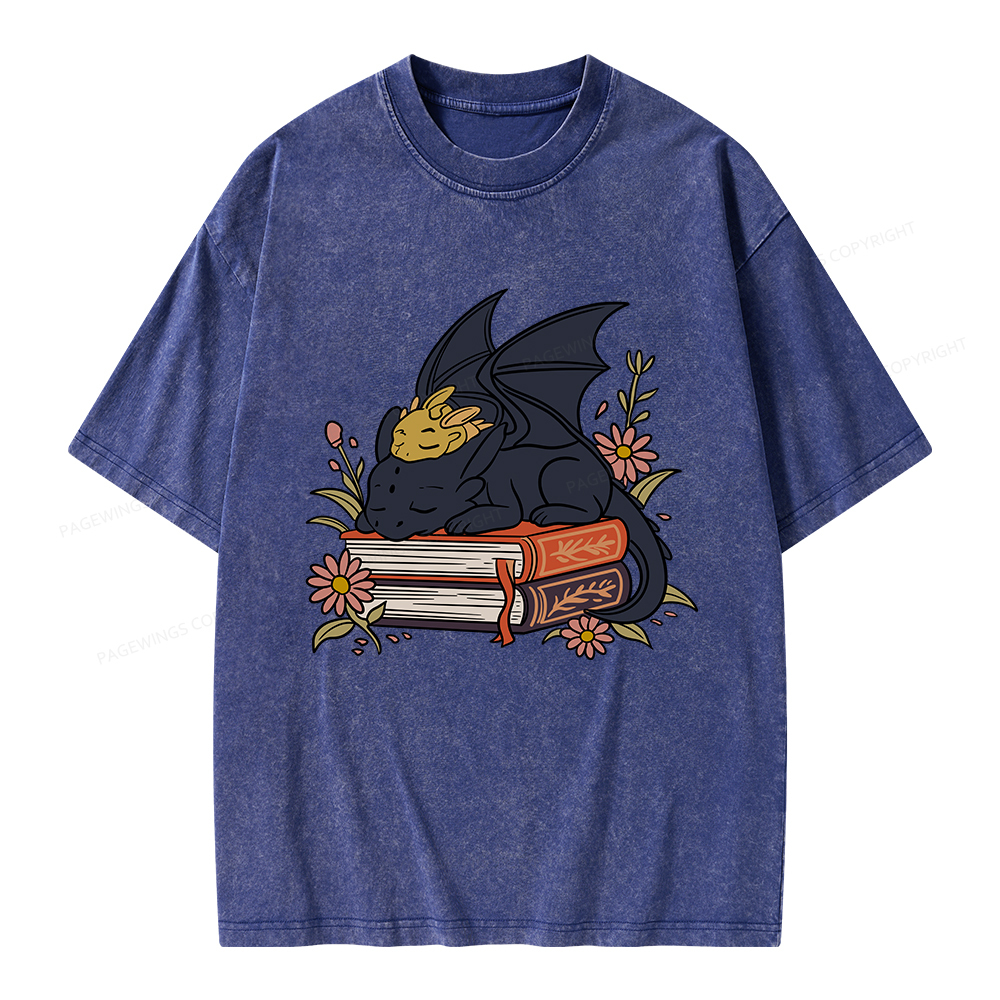 Pagewings Dragon Book Unisex Washed T-shirt