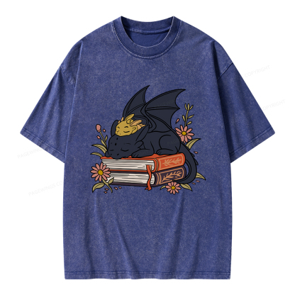 Pagewings Dragon Book Unisex Washed T-shirt